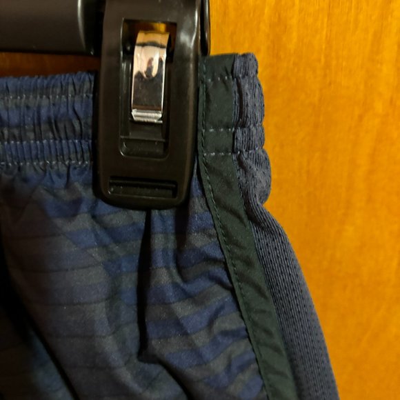 Nike Dri-Fit Athletic Running Shorts Black with Dark Blue Stripes Size Medium - Picture 5 of 12